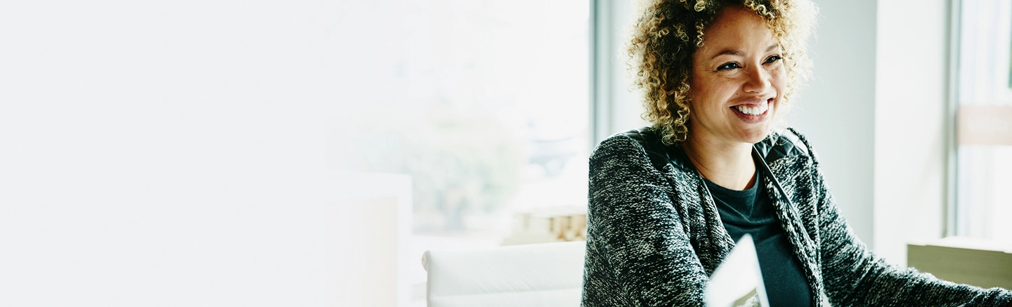 Woman smiling at work