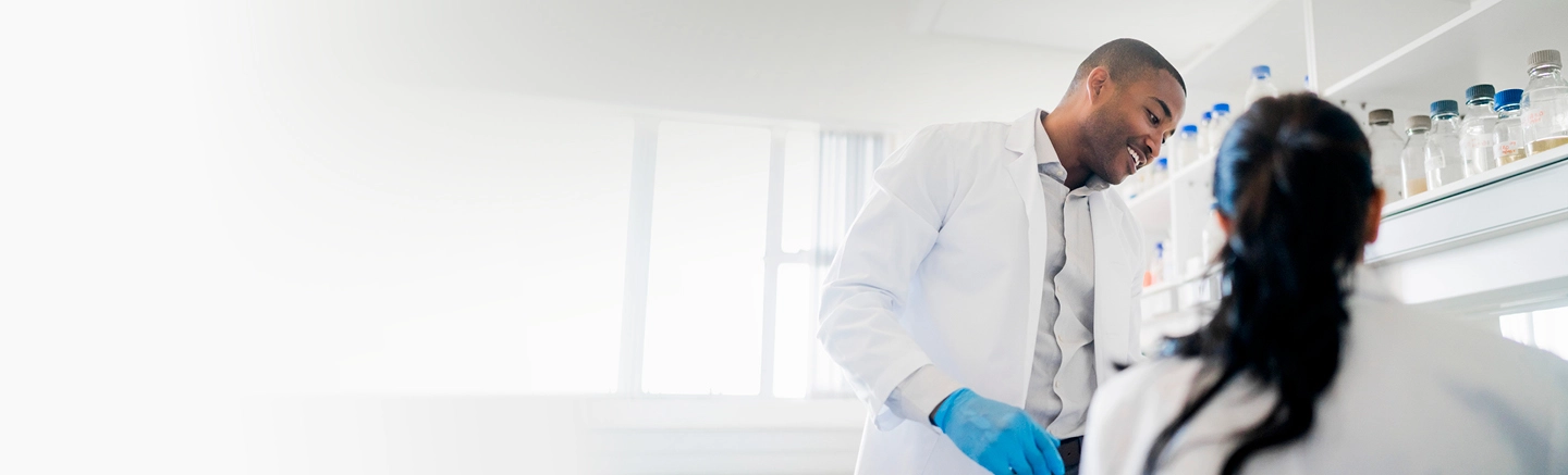 Man and woman working in a laboratory