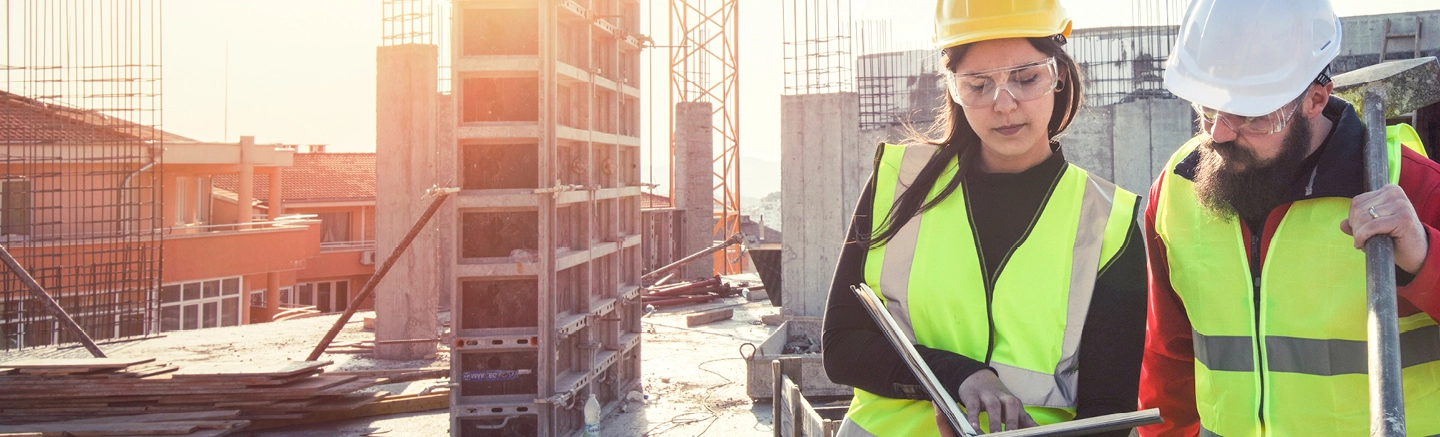 Man and woman on construction site