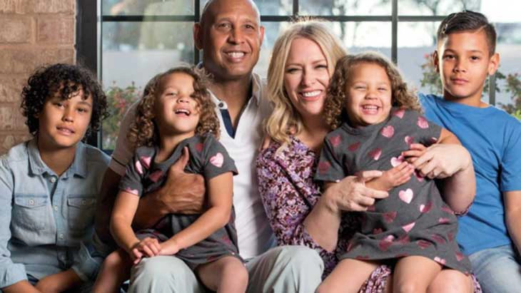 Man, woman and four children