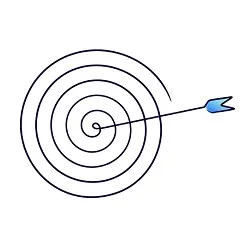 Dart board with arrow